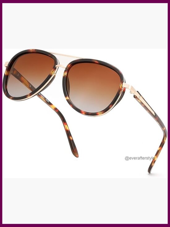 Retro Polarized Aviator Sunglasses Vintage Square Frame Metal Plastic main image 6